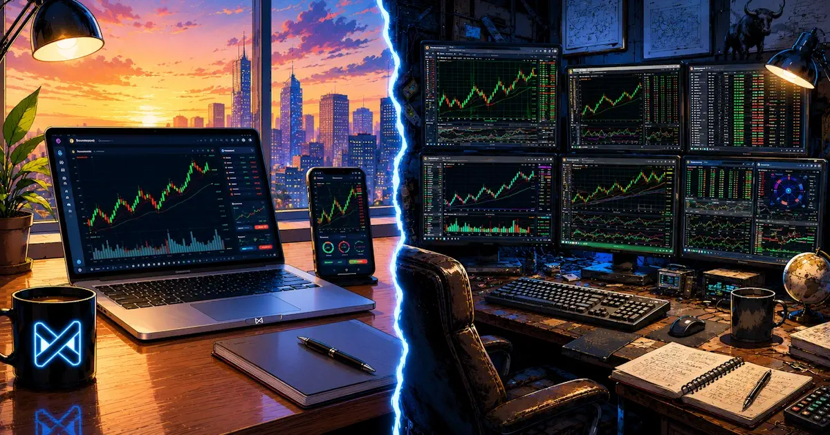 Modern browser vs desktop trading platform comparison.